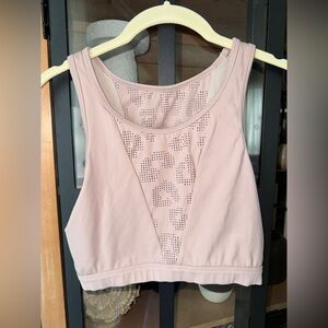 Varley Terri sports bra high neck laser cut cheetah cropped tank top workout